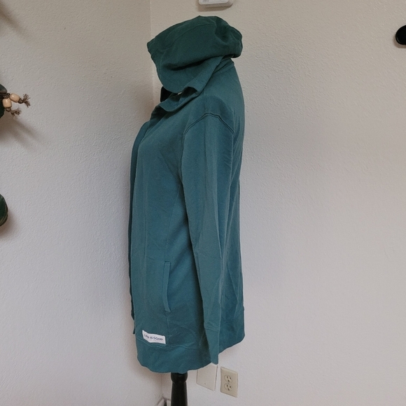 Life is Good Teal Hooded Cardigan - Picture 4 of 6